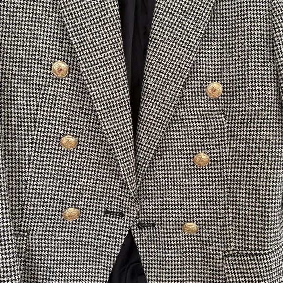 Zara Houndstooth Blazer with Gold Accents - Picture 2 of 4